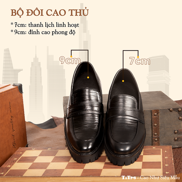 GIÀY ĐẾ CAO NAM S1110 ĐEN