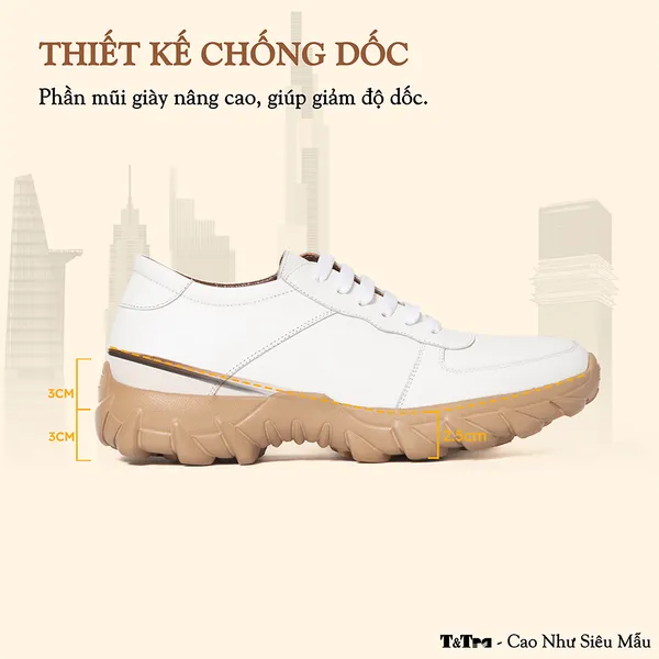 GIÀY CAO NAM T150 TRẮNG CAO 6CM
