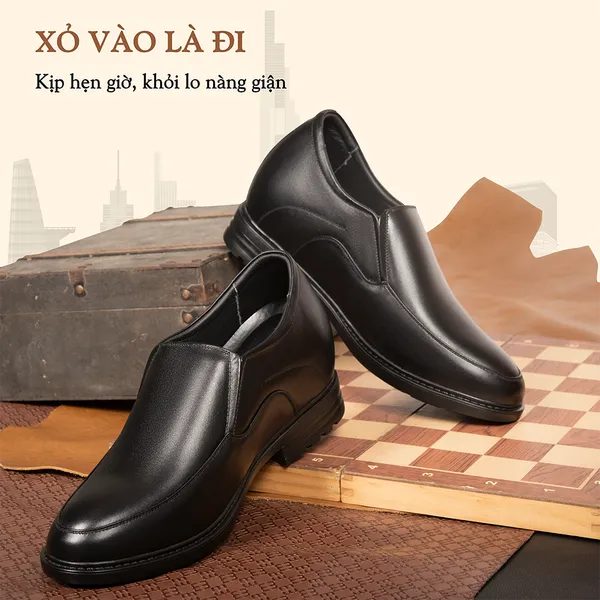 GIÀY ĐỘN NAM CAO 8CM SIÊU ÊM- CHỐNG DỐC T89 ĐEN