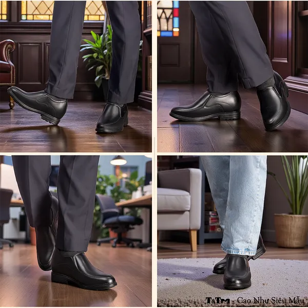 GIÀY ĐỘN NAM CAO 8CM SIÊU ÊM- CHỐNG DỐC T89 ĐEN