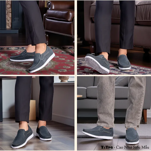 GIÀY ĐỘN NAM T163 XANH CAO 5CM