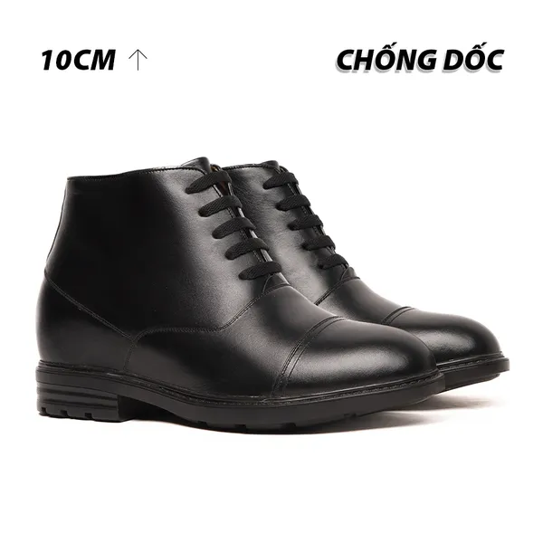 GIÀY BOOTS NAM  T116 ĐEN CAO 10CM