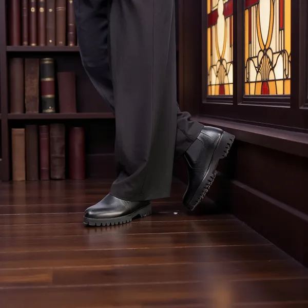 GIÀY CAO CỔ NAM SIÊU NHẸ S1077A ĐEN CAO 8CM