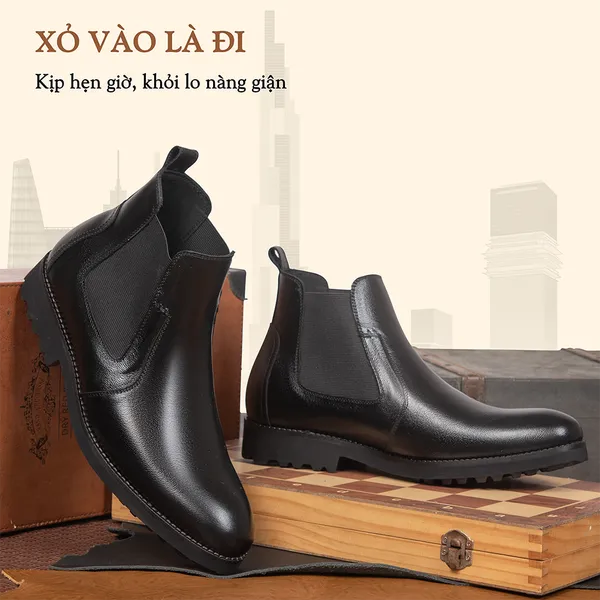 GIÀY CAO CỔ NAM SIÊU NHẸ S1077A ĐEN CAO 8CM