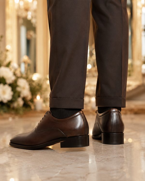 GIÀY CAO NAM A214 NÂU TỐI CAO 6CM