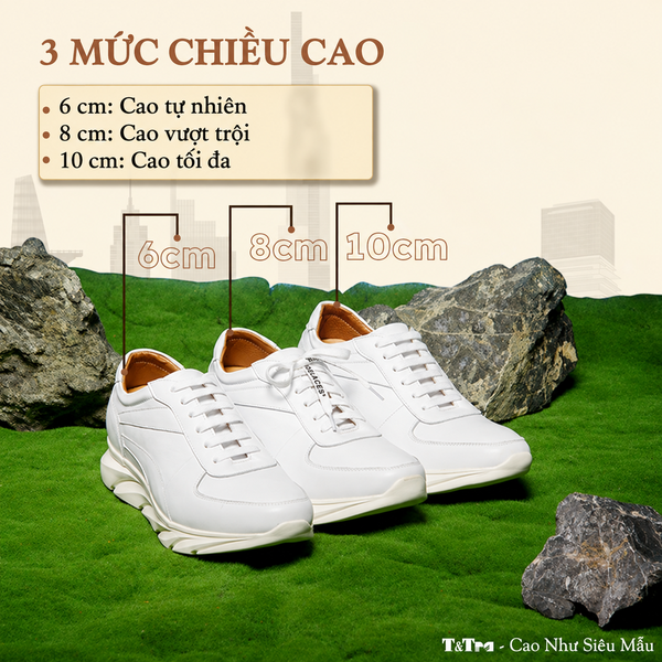 GIÀY CAO NAM SIÊU NHẸ T228 TRẮNG CAO 10CM