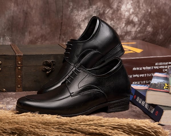 GIÀY CAO NAM DA THẬT S1063 ĐEN CAO 8CM