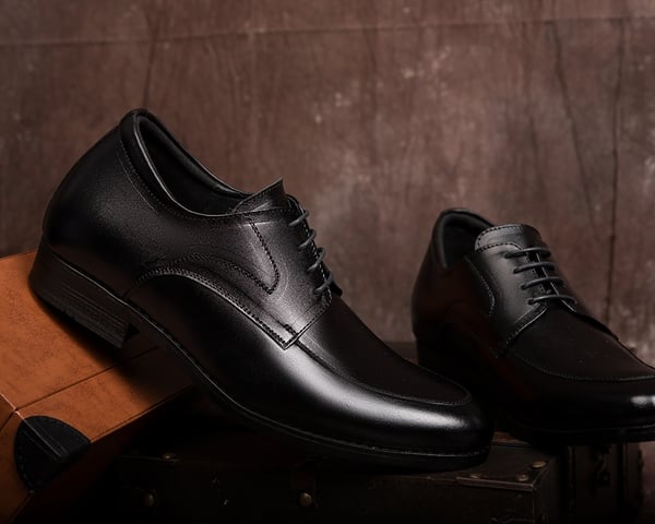 GIÀY CAO NAM DA THẬT S1014 ĐEN CAO 6CM