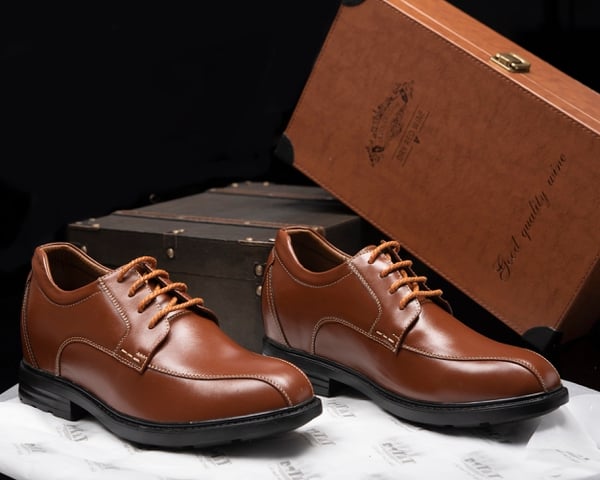 GIÀY ĐỘN NAM CAO 8CM SIÊU ÊM- CHỐNG DỐC T87  NÂU BÒ