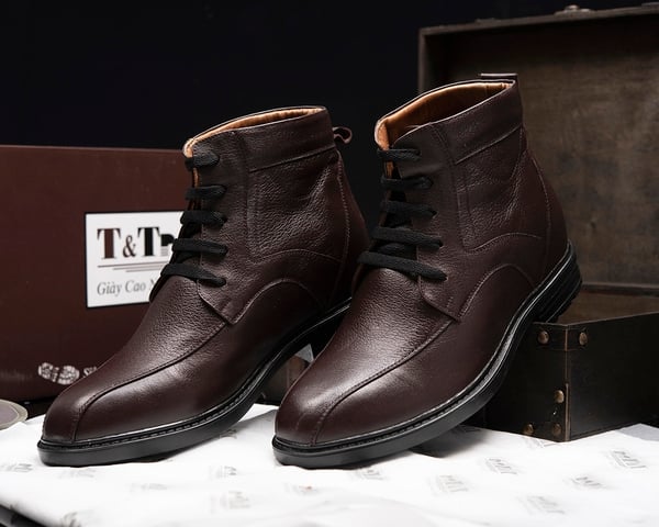 GIÀY BOOTS NAM T117 NÂU VẰN