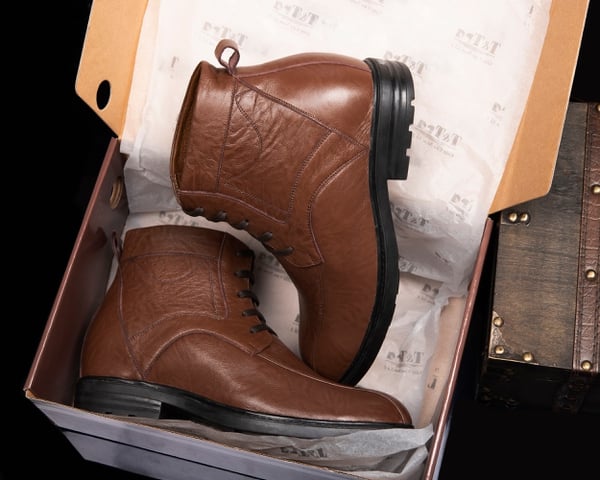 GIÀY ĐỘN NAM CAO 8CM SIÊU ÊM- CHỐNG DỐC T107 NÂU TỐI