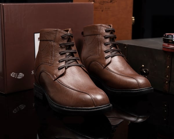 GIÀY ĐỘN NAM CAO 8CM SIÊU ÊM- CHỐNG DỐC T107 NÂU TỐI