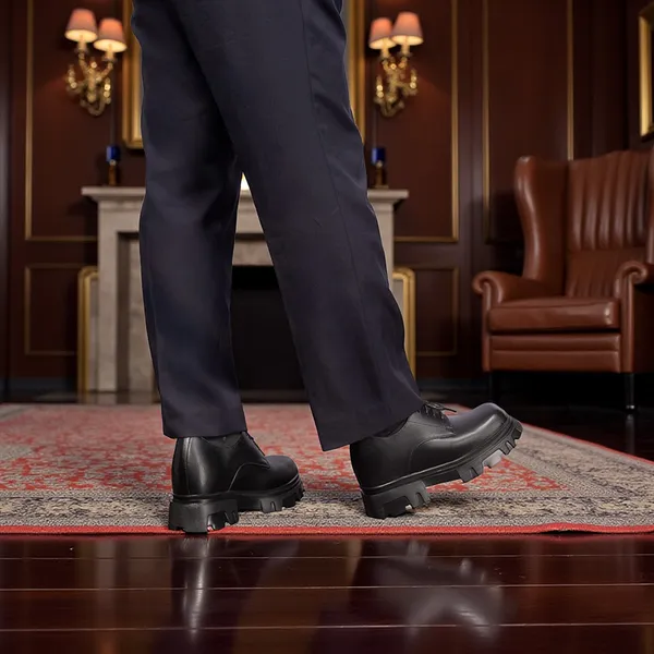 GIÀY ĐẾ CAO NAM  SIÊU NHẸ T168 ĐEN CAO 13CM