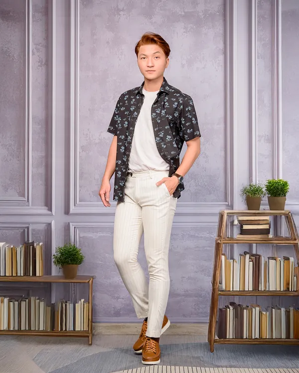 GIÀY CAO NAM T171 NÂU BÒ SỌC CAO 5CM
