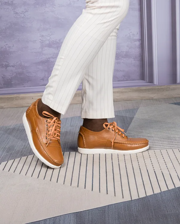 GIÀY CAO NAM T171 NÂU BÒ SỌC CAO 5CM