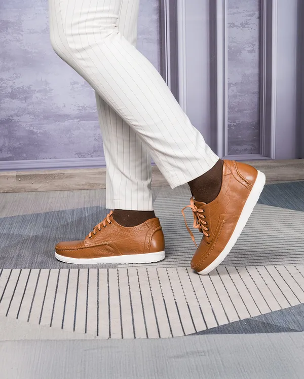 GIÀY CAO NAM T171 NÂU BÒ SỌC CAO 5CM