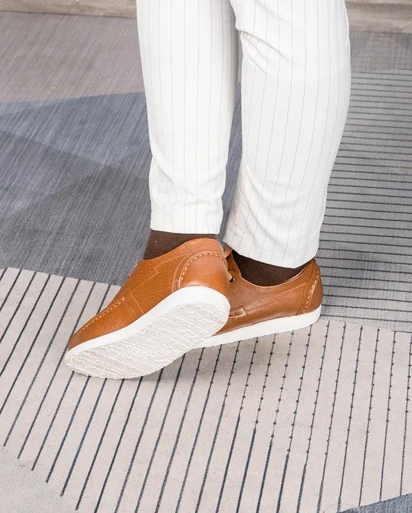 GIÀY CAO NAM T171 NÂU BÒ SỌC CAO 5CM