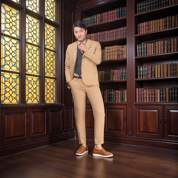 GIÀY TĂNG CHIỀU CAO NAM T163 NÂU BÒ SỌC CAO 5CM