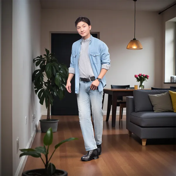 GIÀY ĐỘN NAM T96 ĐEN CAO 10CM