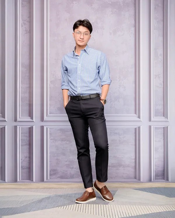 GIÀY CAO NAM T164 NÂU TỐI SẦN CAO 5CM