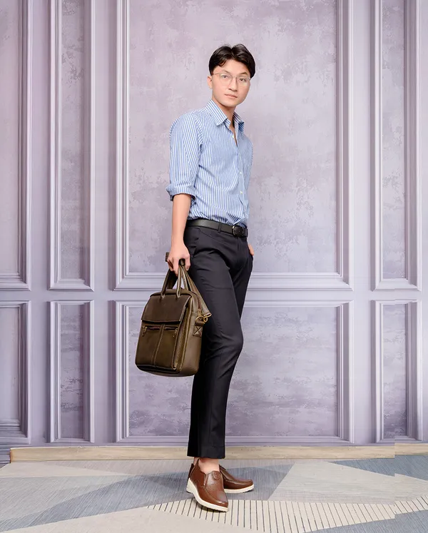 GIÀY CAO NAM T164 NÂU TỐI SẦN CAO 5CM