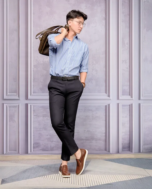 GIÀY CAO NAM T164 NÂU TỐI SẦN CAO 5CM