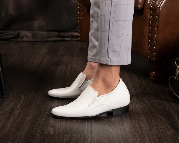 GIÀY TĂNG CHIỀU CAO NAM DA THẬT S970 TRẮNG CAO 8CM
