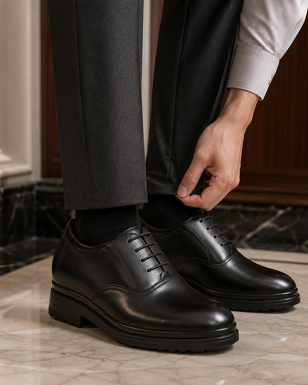 GIÀY CAO NAM SIÊU NHẸ T141 ĐEN CAO 7CM