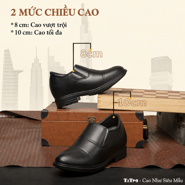 GIÀY ĐỘN NAM CAO 10CM SIÊU ÊM- CHỐNG DỐC T93 ĐEN