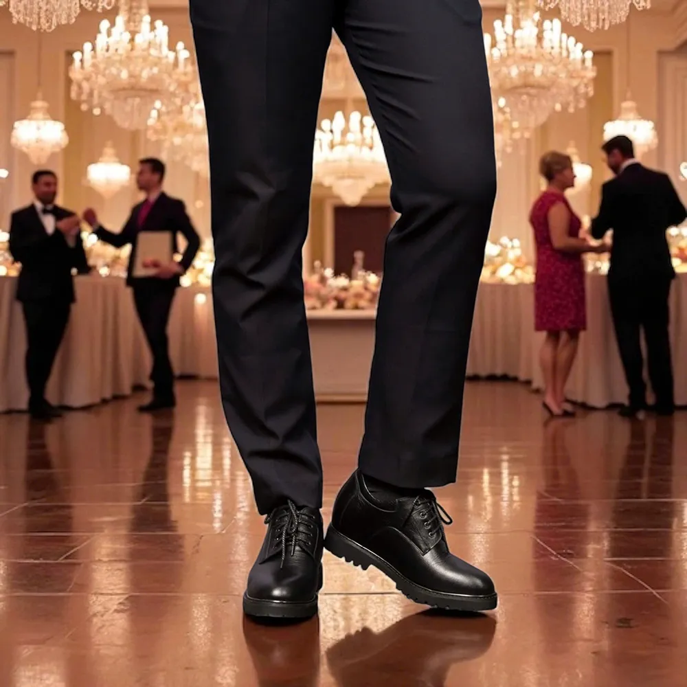 GIÀY CAO NAM T178 ĐEN SẦN CAO 9CM