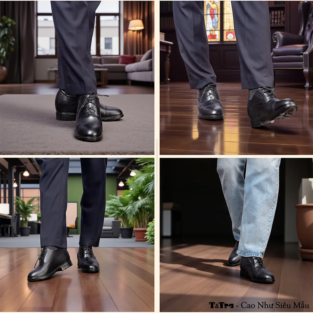 GIÀY ĐỘN NAM CAO 8CM SIÊU ÊM- CHỐNG DỐC T86 ĐEN