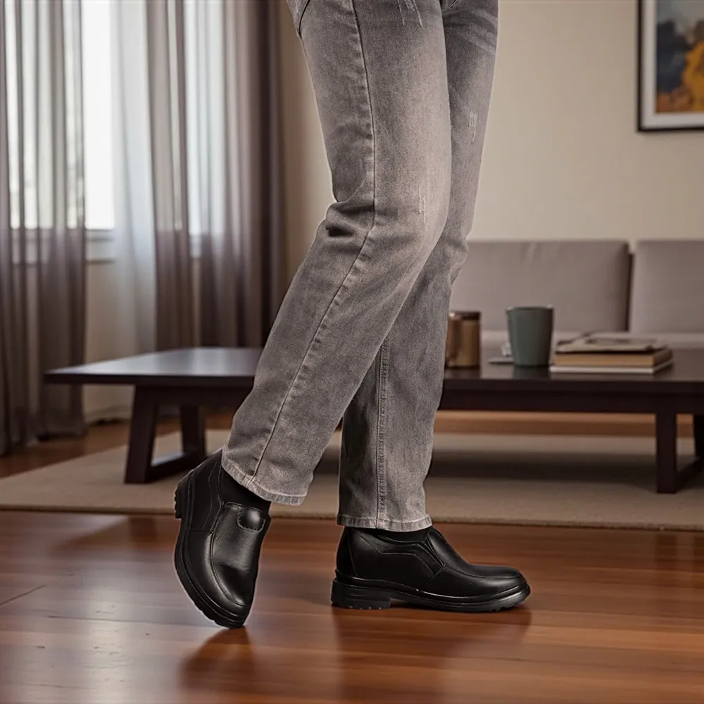 GIÀY ĐỘN NAM  SIÊU NHẸ T142 ĐEN CAO 9CM