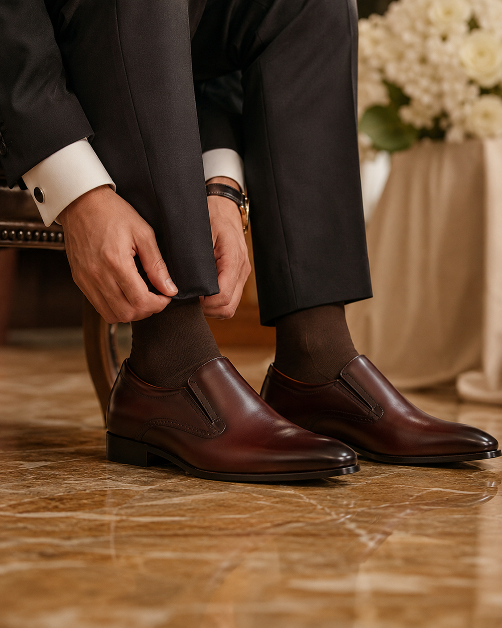 GIÀY TĂNG CHIỀU CAO NAM A215 ĐỎ ĐÔ 6CM