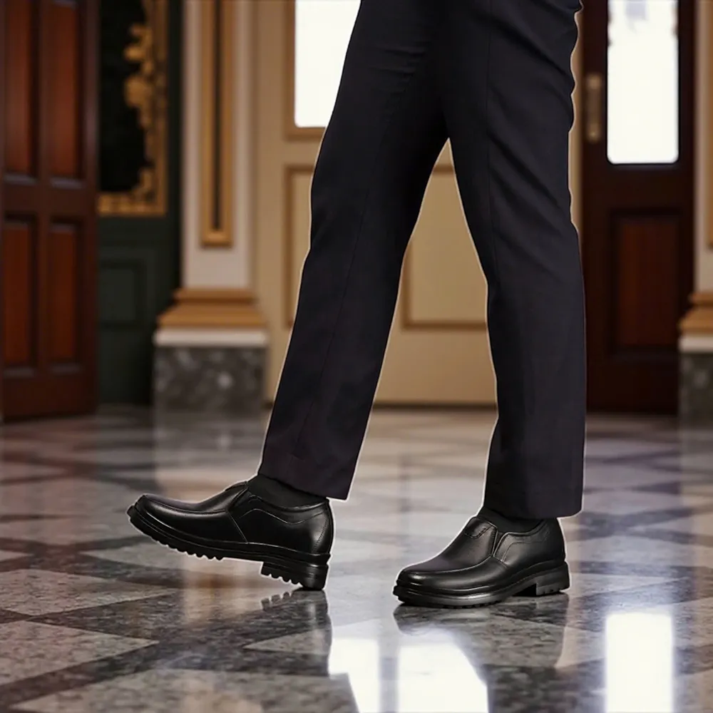 GIÀY ĐỘN NAM  SIÊU NHẸ T142 ĐEN CAO 7CM