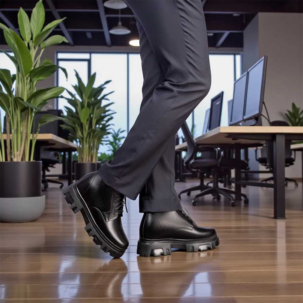 GIÀY TĂNG CHIỀU CAO NAM  SIÊU NHẸ T112 ĐEN CAO 11CM