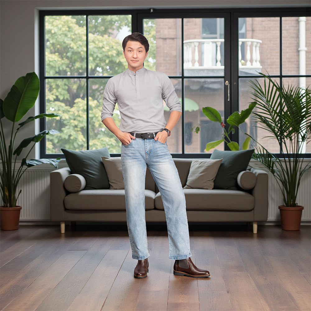 GIÀY CHELSSEA BOOTS NAM S1077 NÂU TỐI 7CM