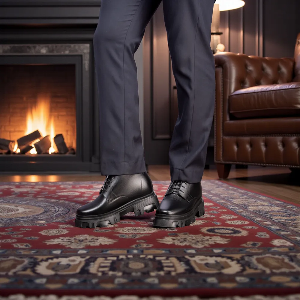 GIÀY TĂNG CHIỀU CAO NAM  SIÊU NHẸ T112 ĐEN CAO 11CM