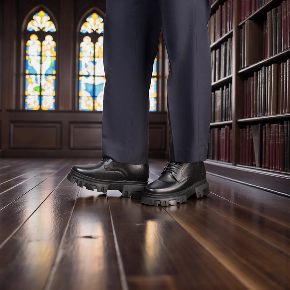 GIÀY TĂNG CHIỀU CAO NAM  SIÊU NHẸ T112 ĐEN CAO 13CM