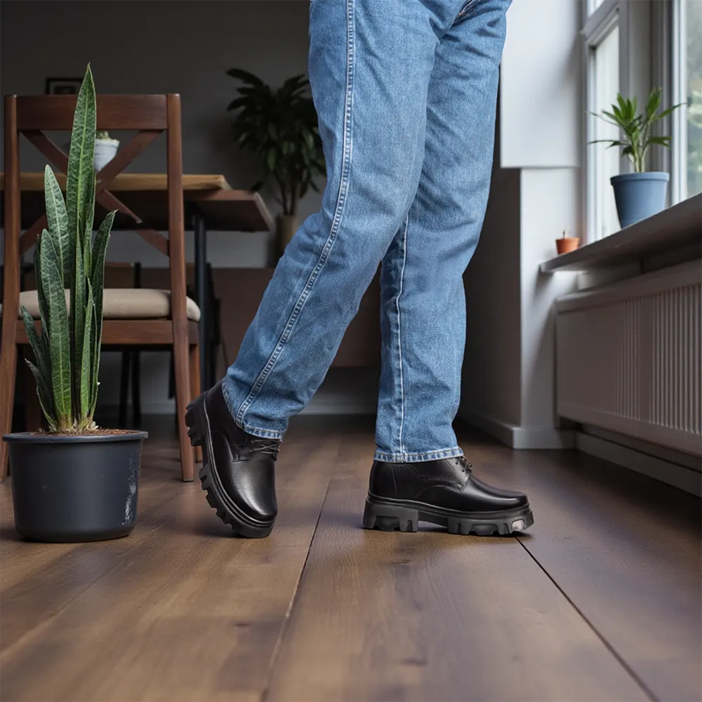 GIÀY TĂNG CHIỀU CAO NAM  SIÊU NHẸ T112 ĐEN CAO 13CM