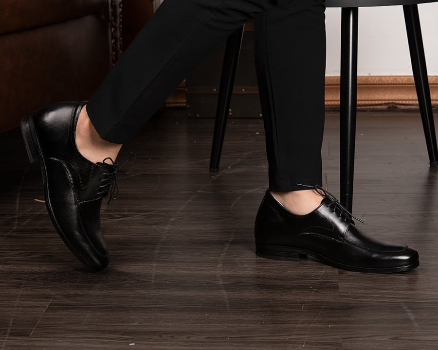 GIÀY CAO NAM DA THẬT S1014 ĐEN CAO 6CM