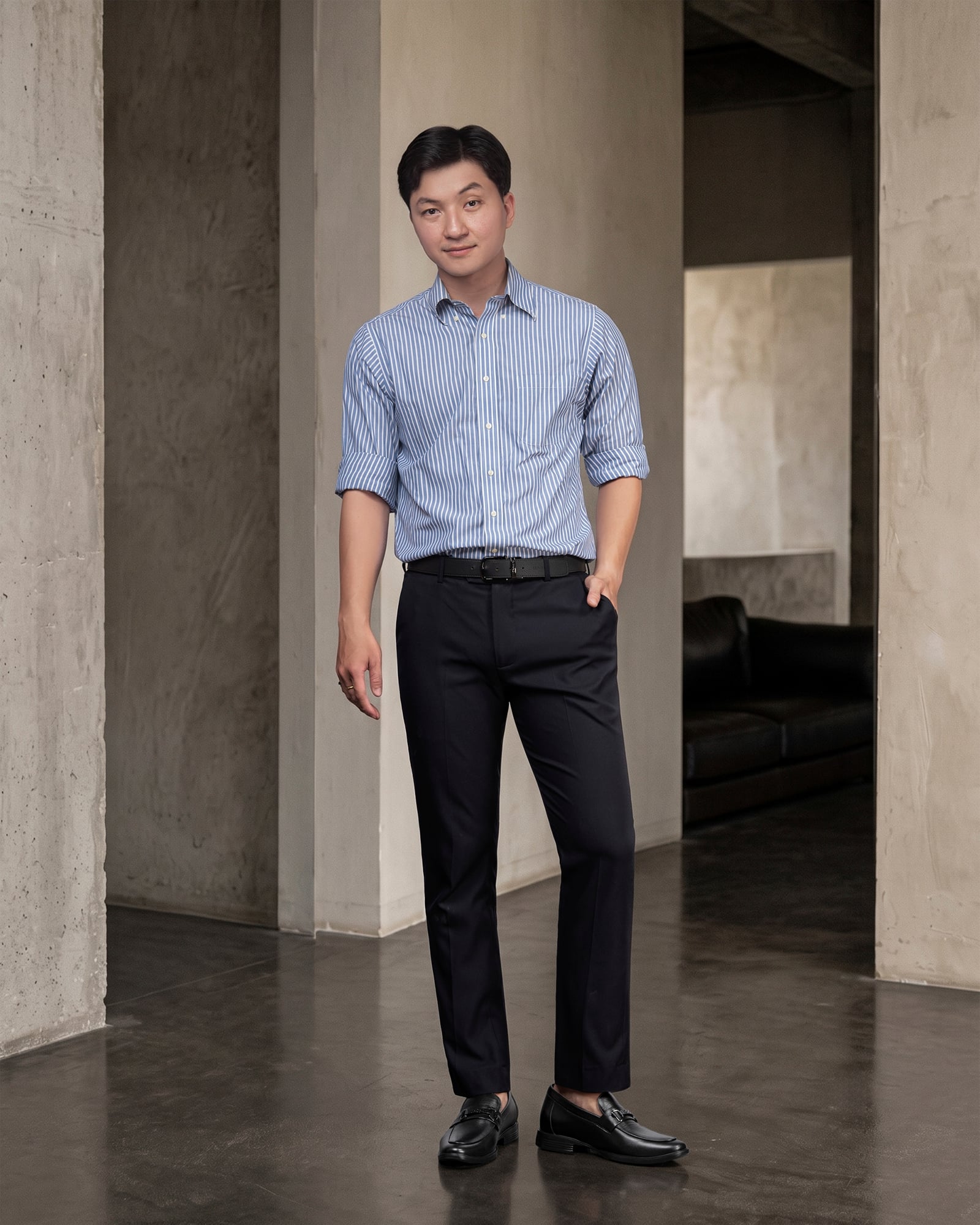 GIÀY CAO NAM T402 ĐEN CAO 6.5CM