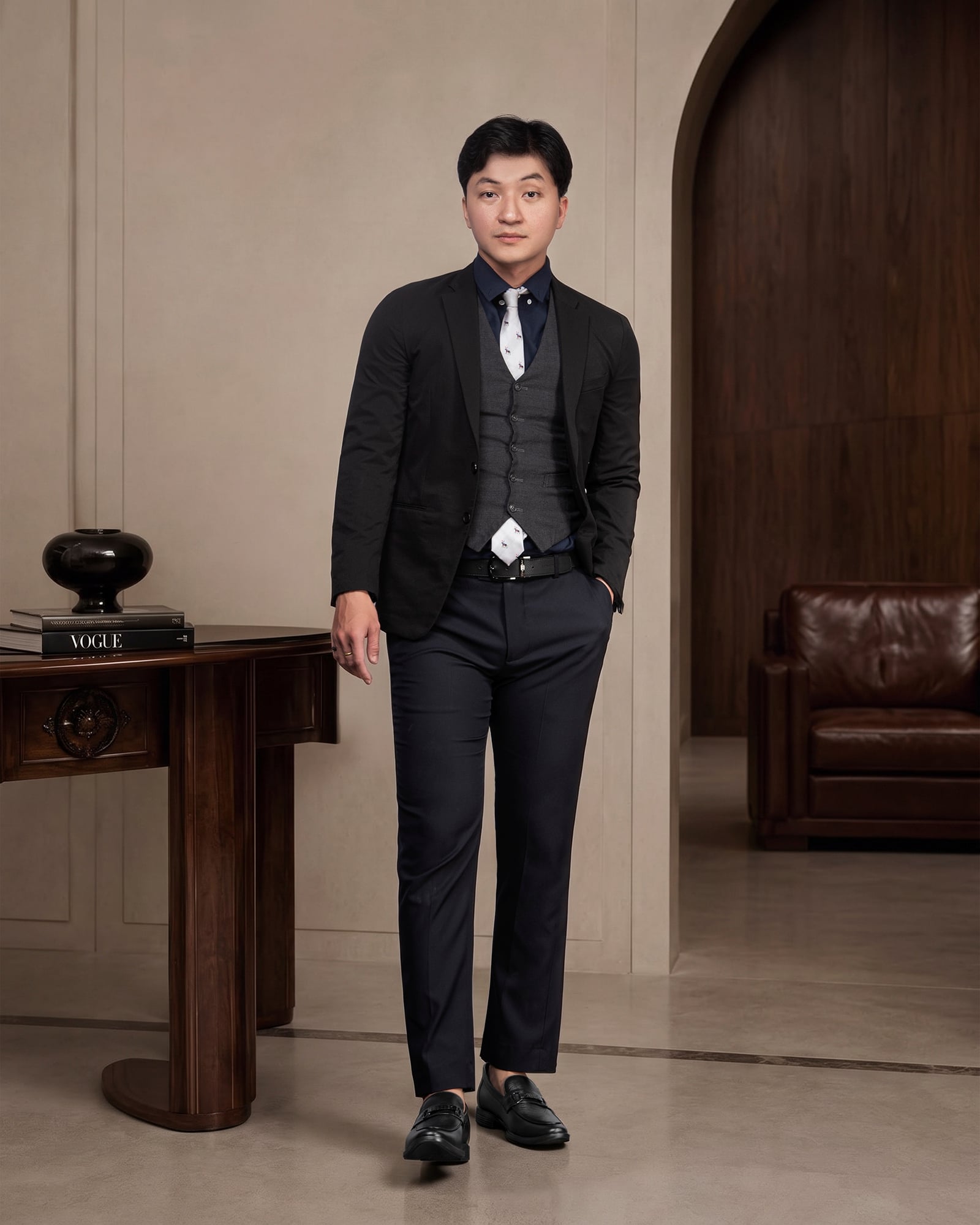GIÀY CAO NAM T402 ĐEN CAO 6.5CM