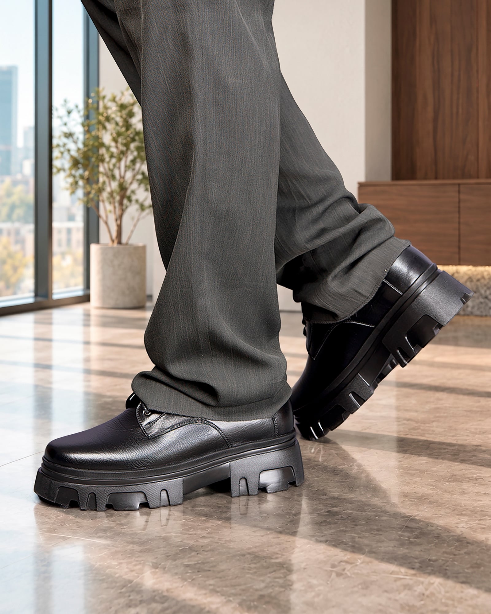 GIÀY CAO NAM  SIÊU NHẸ T167 ĐEN SỌC CAO 9CM