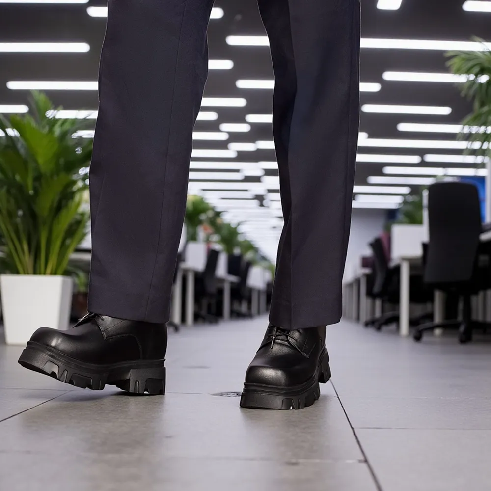 GIÀY ĐẾ CAO NAM  SIÊU NHẸ T168 ĐEN CAO 13CM