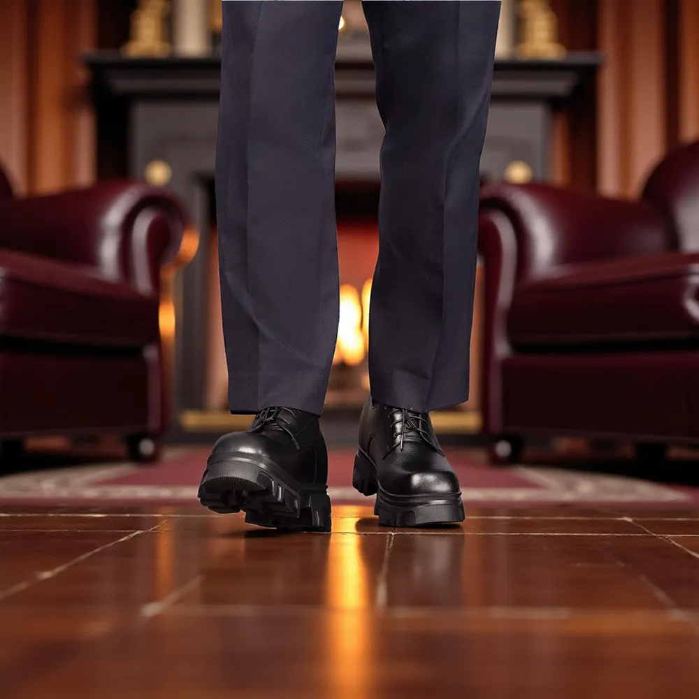 GIÀY ĐẾ CAO NAM  SIÊU NHẸ T168 ĐEN CAO 13CM