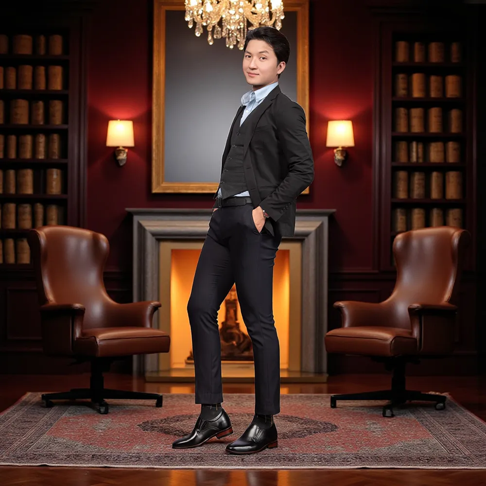 GIÀY TĂNG CHIỀU CAO NAM A215 ĐEN 6CM