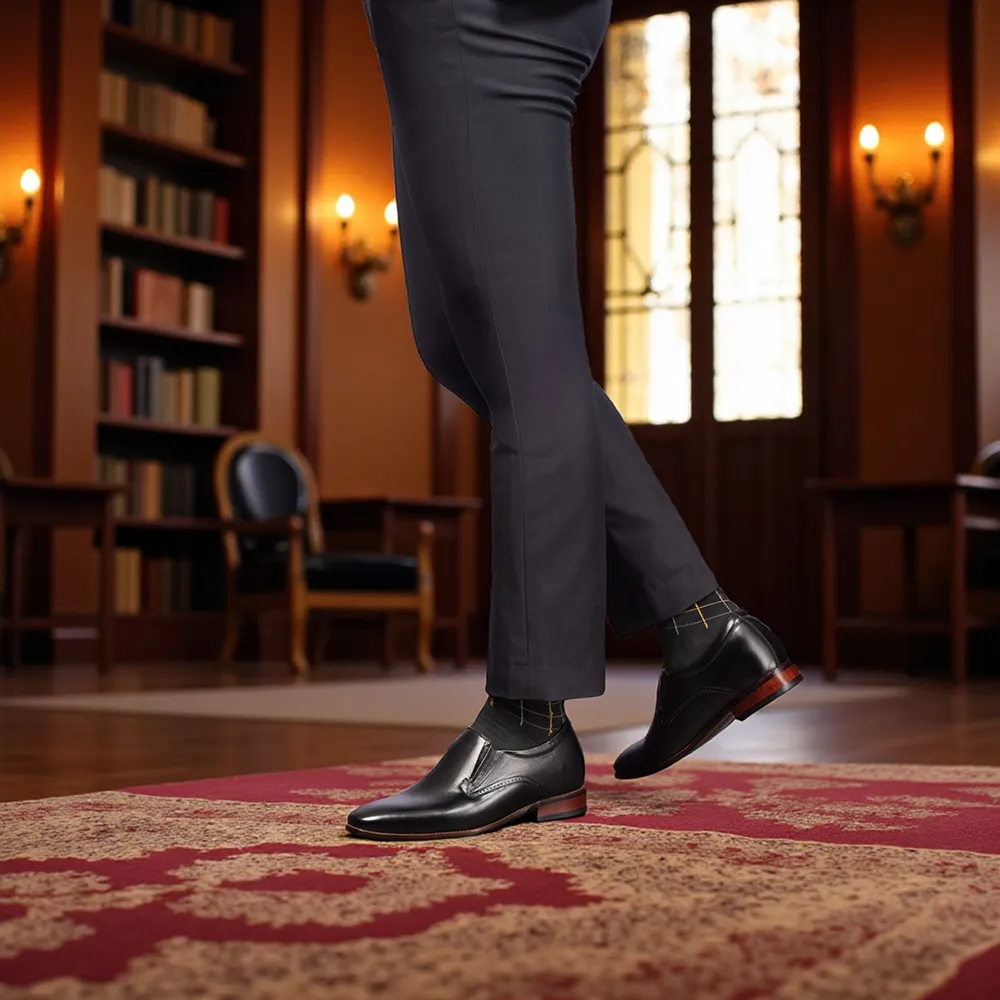 GIÀY TĂNG CHIỀU CAO NAM A215 ĐEN 6CM