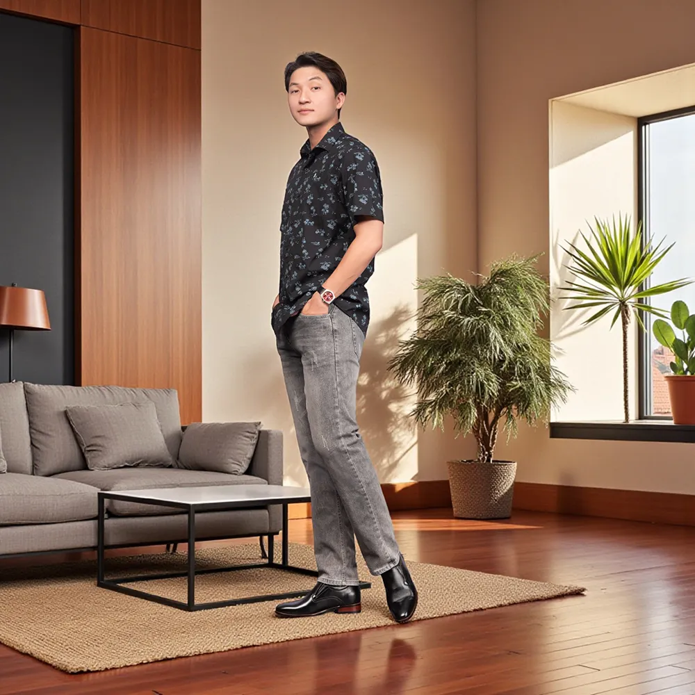 GIÀY TĂNG CHIỀU CAO NAM A215 ĐEN 6CM