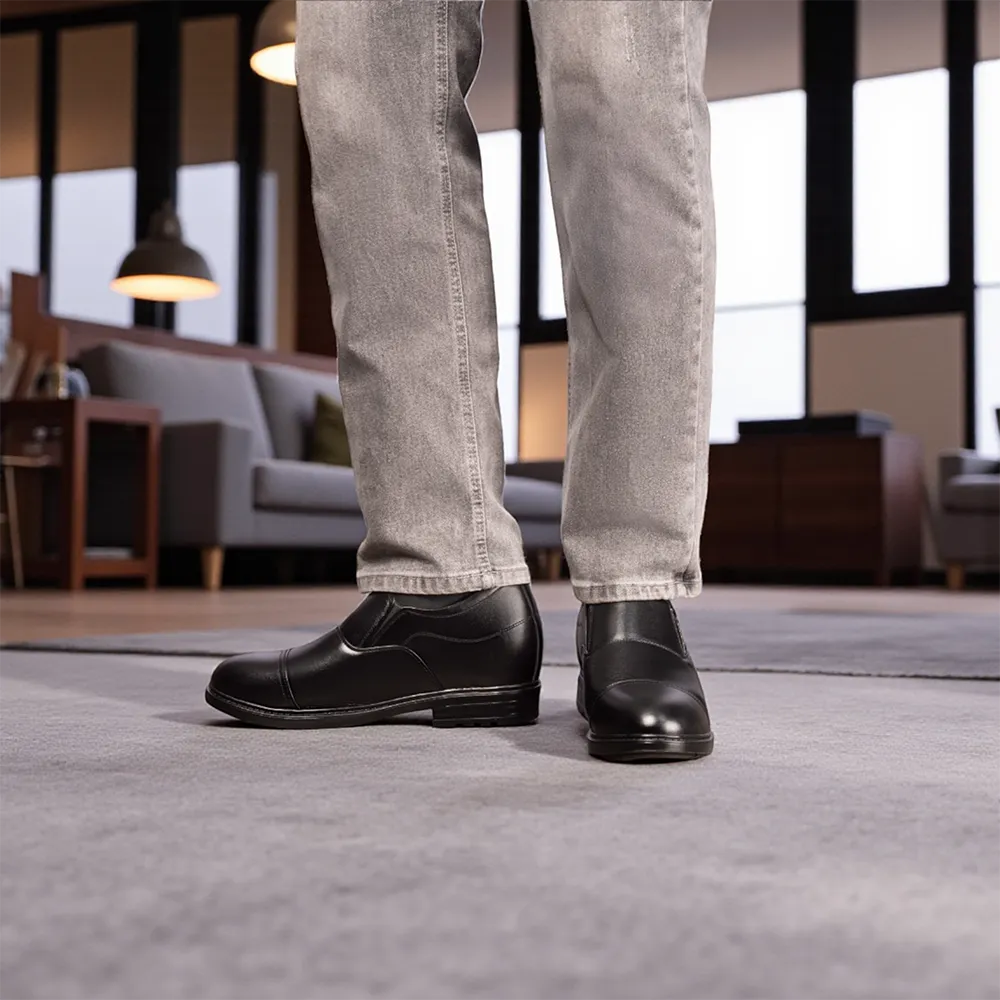 GIÀY ĐỘN NAM CAO 8CM SIÊU ÊM- CHỐNG DỐC T76 ĐEN