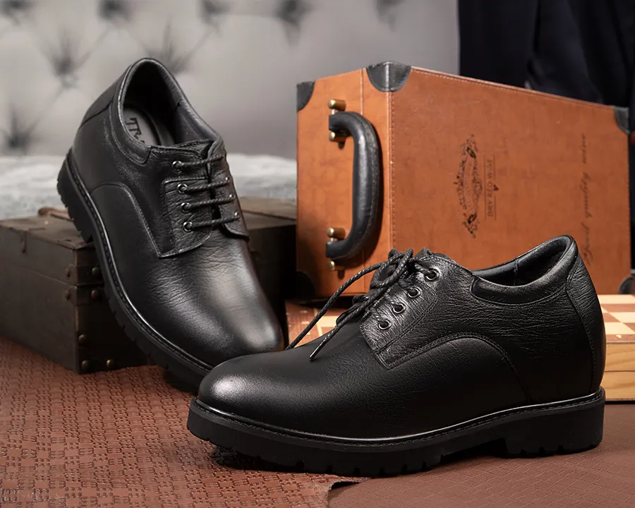 GIÀY CAO NAM T178 ĐEN SẦN CAO 9CM